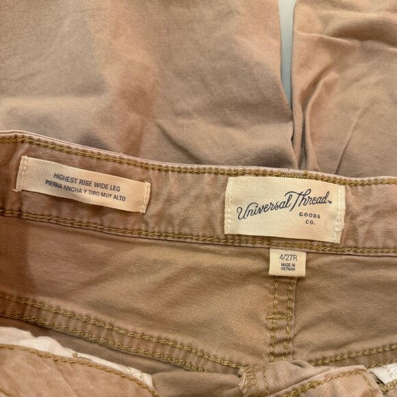 Universal Thread High Rise Wide Leg Tan Carpenter Pants Size 4/27R - Picture 4 of 5